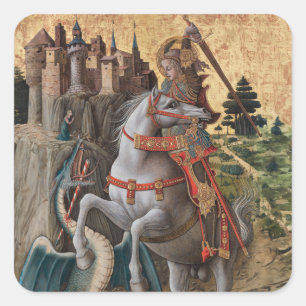 Saint George Slaying Dragon Carlo Crivelli Paintin Square Sticker