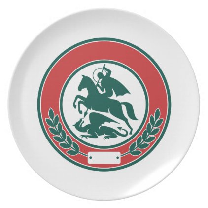 Saint George Slaying Dragon Circle Retro Melamine Plate