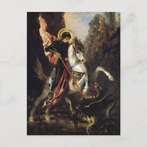 Saint George  the Dragon Gustave Moreau Fine Art Postcard