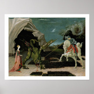 Saint George & the Dragon Vintage Art Print Poster