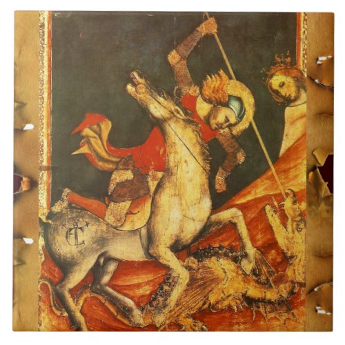 Saint Georges Battle with the Dragon Ceramic Tile