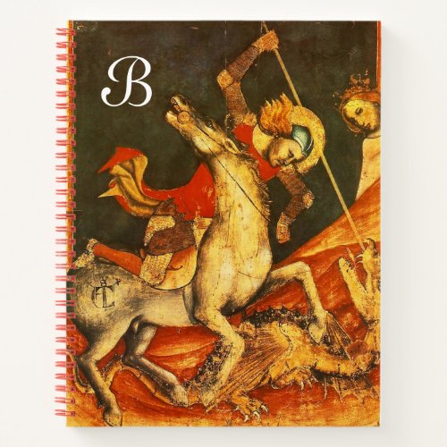 Saint Georges Battle with the Dragon Monogram Notebook