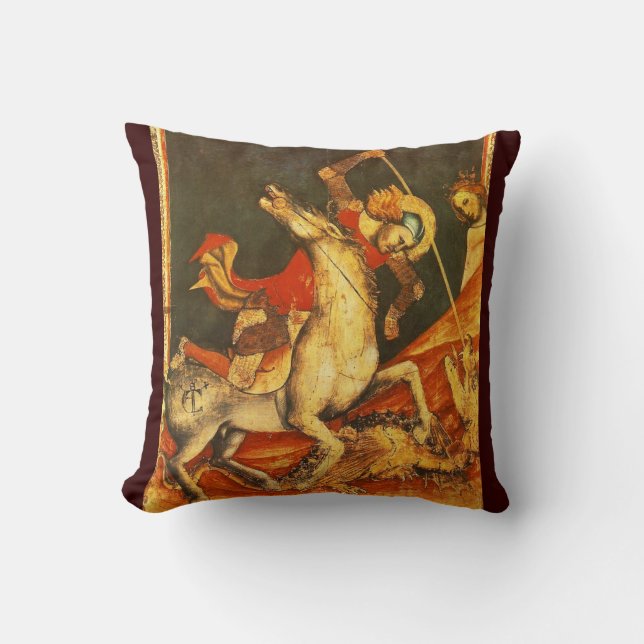 Saint George's Battle with the Dragon Throw Pillow (Front)