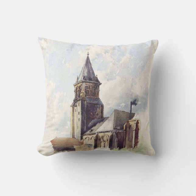 Saint Germain des Pres Church Paris Throw Pillow (Front)