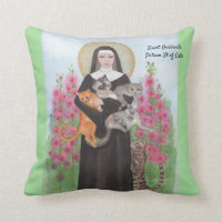 Saint Gertrude Patron St of Cats Throw Pillow