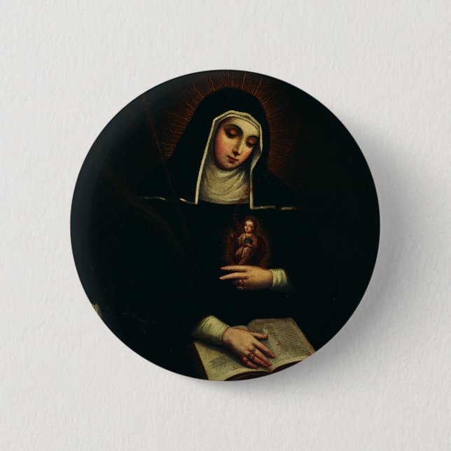 Saint Gertrude the Great German Benedictine  Button (Front)
