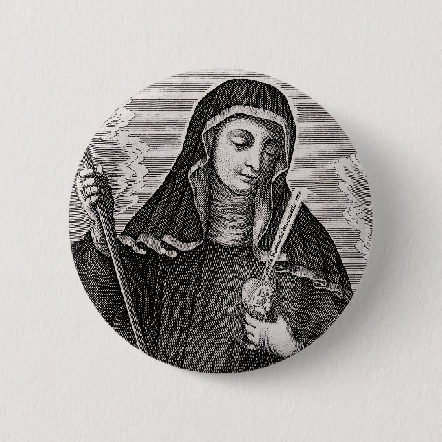 Saint Gertrude the Great German Benedictine mystic Button (Front)