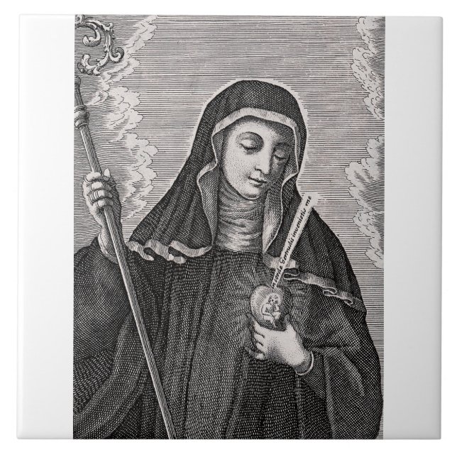 Saint Gertrude the Great German Benedictine mystic Ceramic Tile (Front)