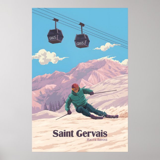 Saint Gervais Ski Resort Travel Poster (Front)