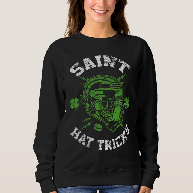 Saint Hat Tricks Leprechaun Lover Hockey St. Patri Sweatshirt (Front)