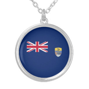 Saint Helena Flag Silver Plated Necklace