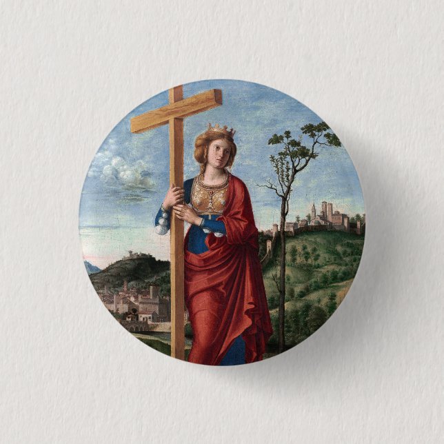 Saint Helena with the True Cross Sacred Art Button (Front)