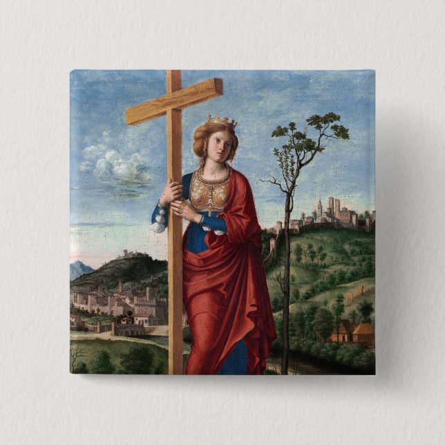 Saint Helena with the True Cross Sacred Art Button (Front)