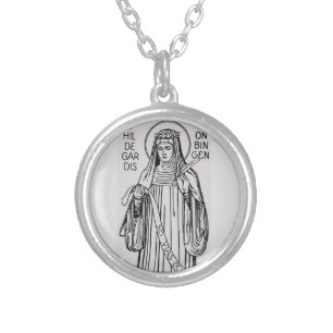 Saint Hildegard of Bingen Benedictine abbess Silver Plated Necklace