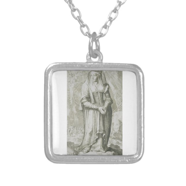 Saint Hildegard of Bingen Silver Plated Necklace (Front)