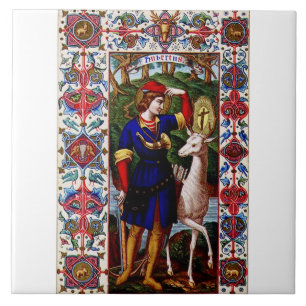 Saint Hubert of Liege with the stag  Ceramic Tile