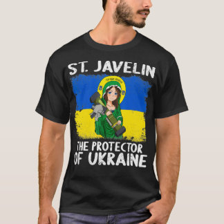 Saint Javelin Anime Protector of Ukraine Flag d20  T-Shirt