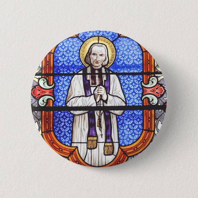 Saint Jean Vianney Premium Soul Guide Art Print Button (Front)