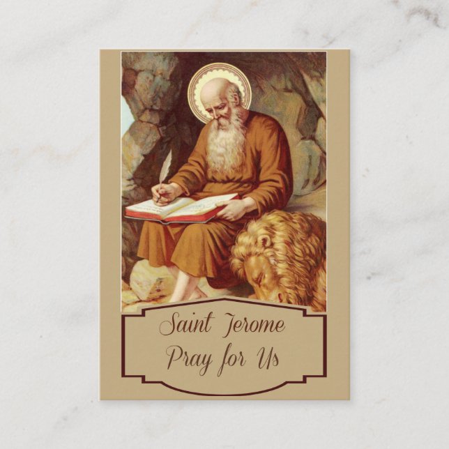Saint Jerome Scripture Pen Monk Business Card (Front)