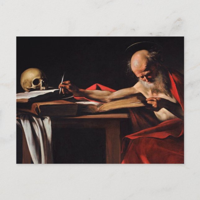 Saint Jerome Writing 1606 By Caravaggio Postcard (Front)
