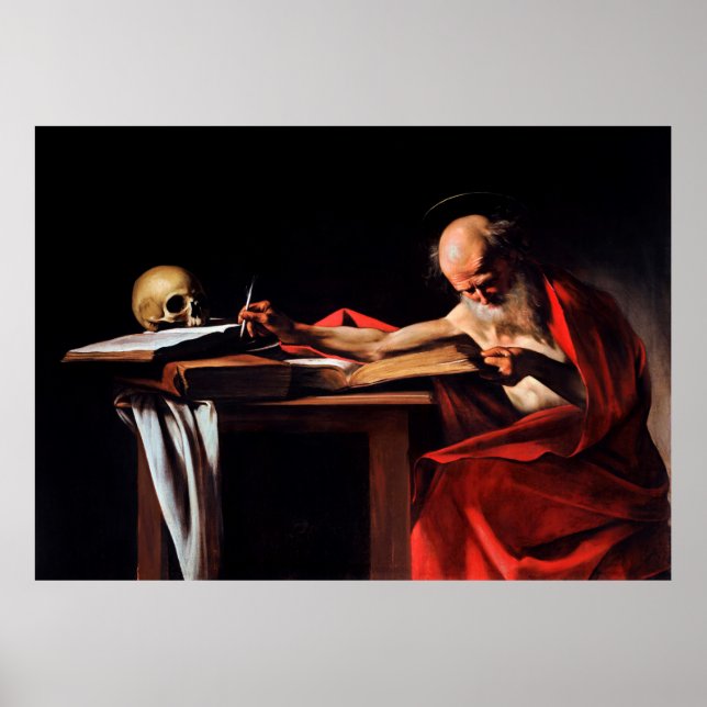 Saint Jerome Writing by Caravaggio (1606) Poster (Front)