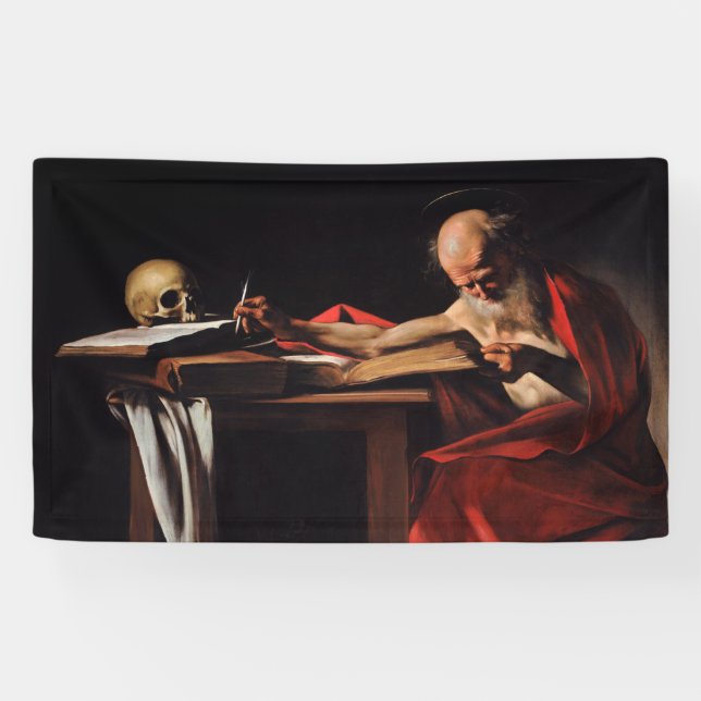Saint Jerome Writing (by Caravaggio) Banner (Horizontal)