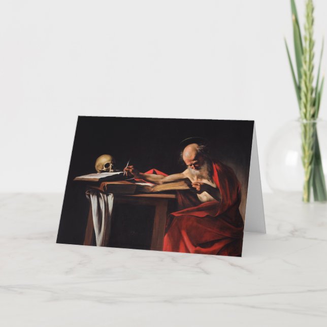 Saint Jerome Writing (by Caravaggio) Card (Front)