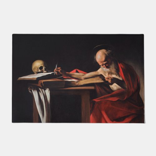 Saint Jerome Writing by Caravaggio Doormat