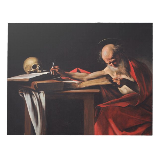 Saint Jerome Writing (by Caravaggio) Notepad (Front)