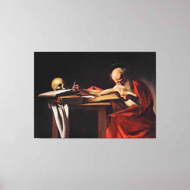 Saint Jerome Writing by Michelangelo Caravaggio Canvas Print (Front)