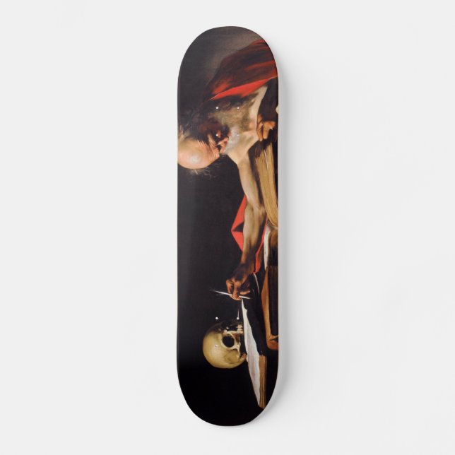 Saint Jerome Writing by Michelangelo Caravaggio Skateboard Deck (Front)