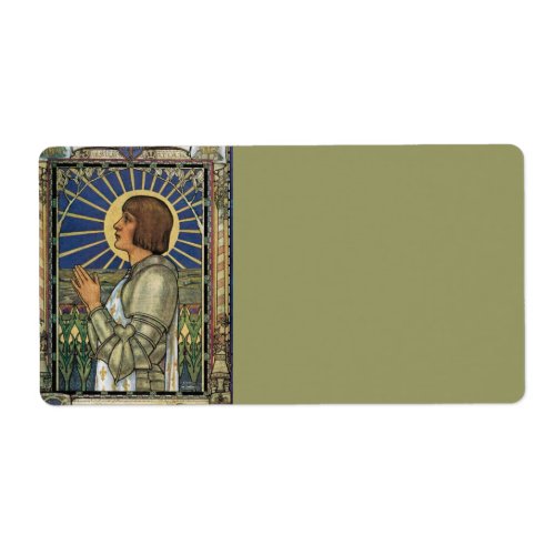 Saint Joan of Arc Stained Glass Image Label