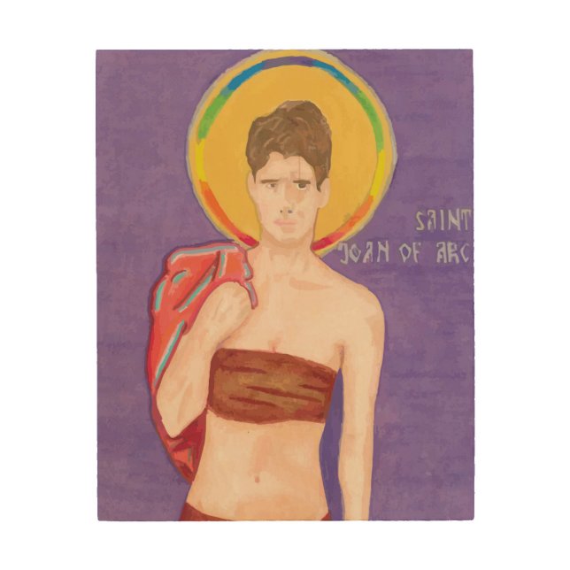 Saint Joan of Arc Wood Icon Wall Art (Front)