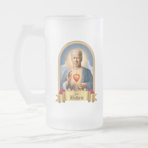 Saint Joe Biden Prayer Candle Frosted Glass Beer Mug