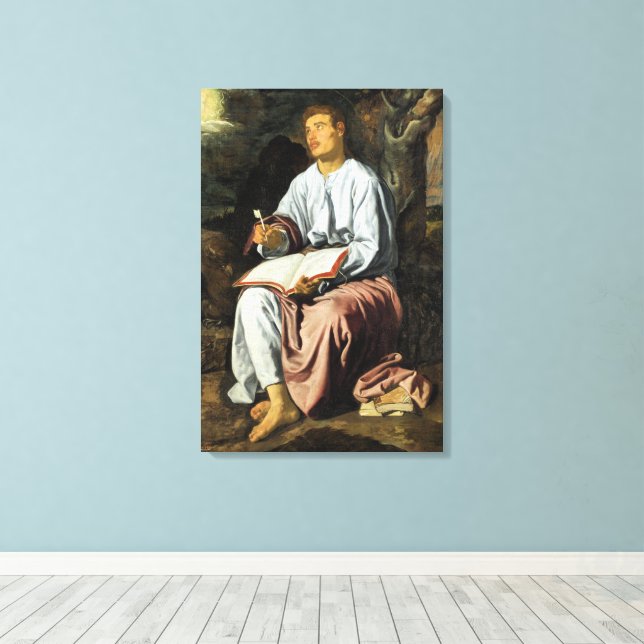 Saint John at Patmos, fine art, Canvas Print (Insitu(Wood Floor))
