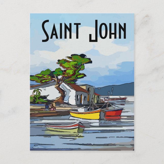 Saint John Island,edit text Postcard (Front)