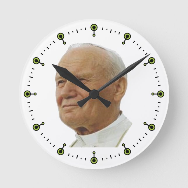 Saint John Paul II Round Clock (Front)