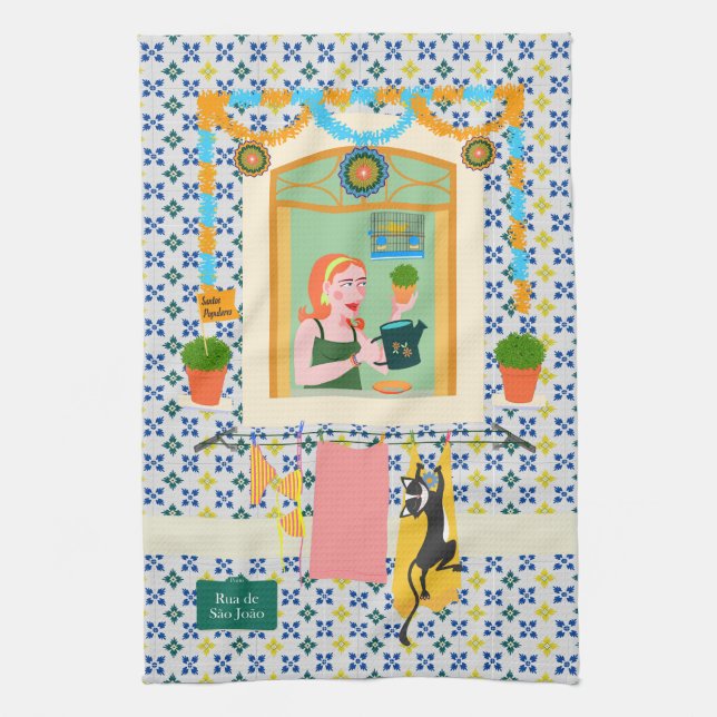 Saint John Portuguese Festa Neighbour Kitchen Towel (Vertical)