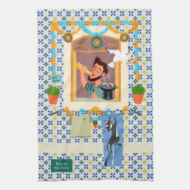 Saint John Portuguese Festa Neighbour Kitchen Towel (Vertical)