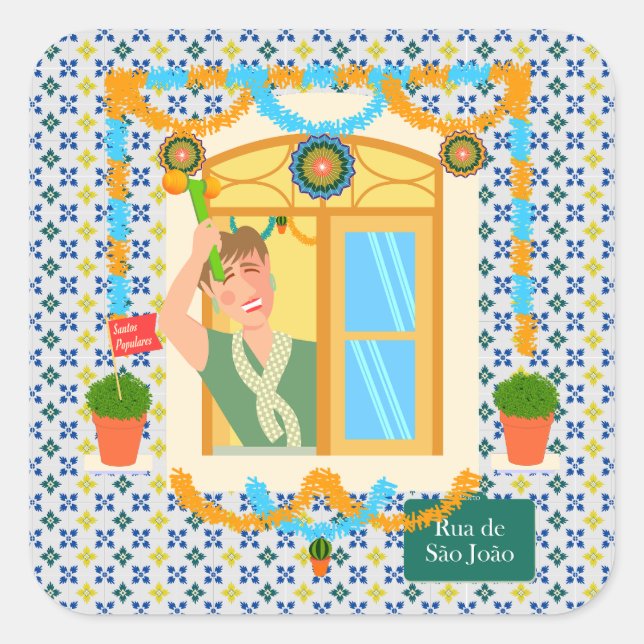 Saint John Portuguese Festa Neighbour Square Sticker (Front)