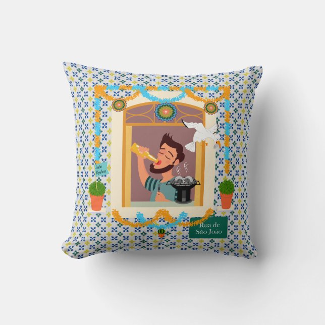 Saint John Portuguese Festa Neighbour Throw Pillow (Front)