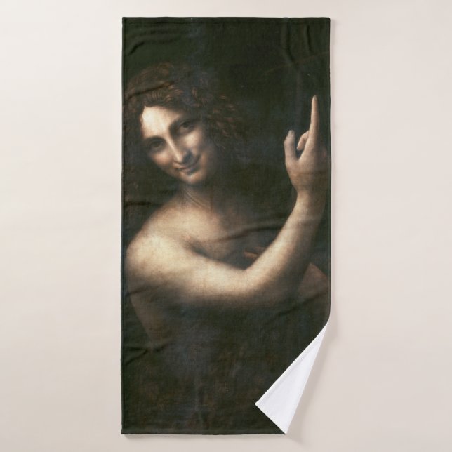Saint John the Baptist, Leonardo da Vinci Bath Towel (Bath Towel)