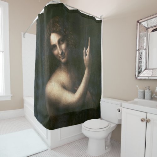 Saint John the Baptist Leonardo da Vinci Shower Curtain