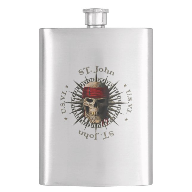 Saint John USVI Pirate Skull Flask (Front)