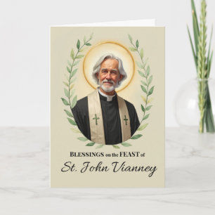 Saint John Vianney Feast Day Blessings Wreath Card