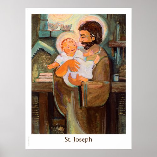Saint Joseph and Baby Jesus poster