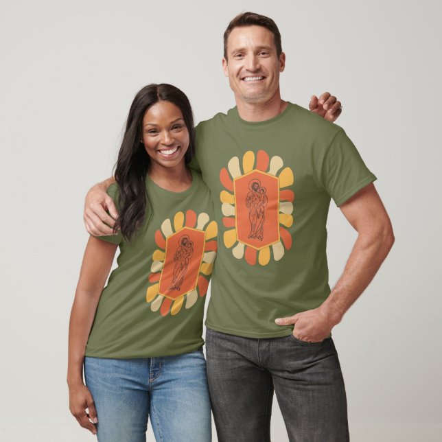 Saint Joseph and Child Jesus- Retro T-Shirt (Unisex)