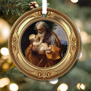 Saint Joseph and Infant Jesus Advent Jesse Tree Metal Ornament