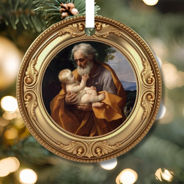 Saint Joseph and Infant Jesus Advent Jesse Tree Metal Ornament (Creator Uploaded)