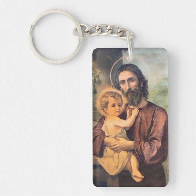 Saint Joseph and the Infant Jesus Keychain (Front)
